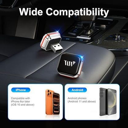 Mini Wireless Carplay Adapter for iPhone, 2-in-1 CarPlay & Android Auto Wireless Adapter for Car(2015+) with Wired CarPlay, USB-A/C Plug & Play, Fast Auto-Connect for iPhone iOS 10+ Android 11+ - color: Silver