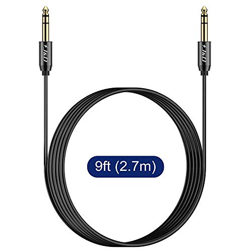 J&D 1/4 inch TRS Cable, Gold Plated Heavy Duty Copper Shell TRS 6.35mm Male to Male Balanced Stereo Audio Adapter, Quarter inch Guitar Interconnect Cable for Studio Monitors, Bass, Keyboard, 9 Feet - size: 9 Feet