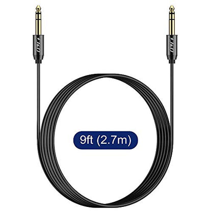 J&D 1/4 inch TRS Cable, Gold Plated Heavy Duty Copper Shell TRS 6.35mm Male to Male Balanced Stereo Audio Adapter, Quarter inch Guitar Interconnect Cable for Studio Monitors, Bass, Keyboard, 9 Feet - size: 9 Feet