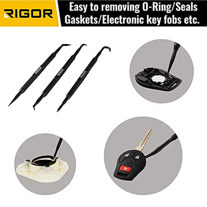 RIGOR 56001 Non-Marring Pick and Pry Bar Set, 6 PCS | Removal Lever Set | Replacing Gaskets, Oil Seals, O-Rings, Small Part