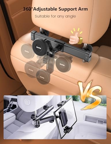 OHLPRO Tablet Holder for Car Headrest,360°Adjustable Magnetic Tablet Mount for Car Backseat,Gifts Road Trip Essentials for Kids,Fits for 4.7-17" Device Like iPad Pro, Air, Mini, Galaxy, Fire - size: 4.7-17" Device