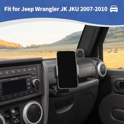 RT-TCZ for Jeep JK Multi-Function Phone Holder, JKU Radio Holder Walkies Talkie Mount Bracket for Jeep Wrangler JK JKU 2007 2008 2009 2010 Black Gray Accessories - color: Black 07-10