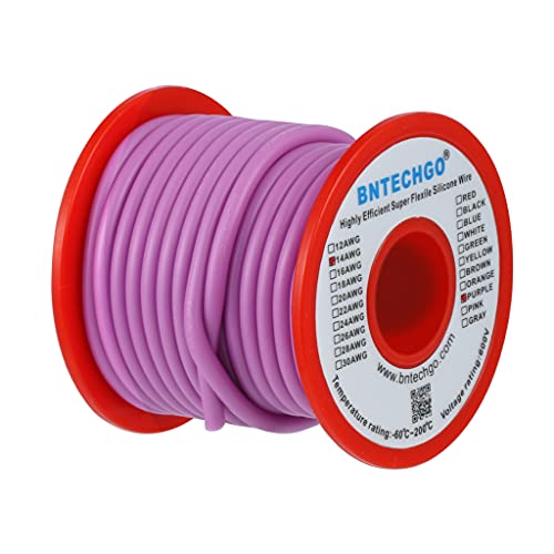 BNTECHGO 14 Gauge Silicone Wire Purple 25ft Stranded Tinned Copper Wire - color: Purple, size: silicone wire 25ft
