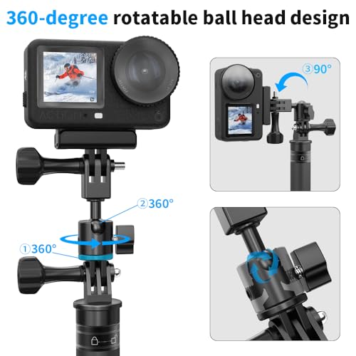 Aluminum 360 Degree Rotation Camera Swivel Mount, Vertical Metal Bracket Adapter Compatible with GoPro Hero 13/12/11/10, DJI Action 6/5 Pro/4, Sony and Other Action Cameras (Adjustable Adapter Mount) - color: adjustable adapter mount