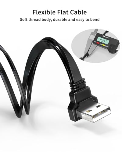 4 Inch USB Splitter Extension Cable, USB Male to Dual Female Adapter, 90 Degree Up Angle Right Angle Design, USB Port Expander for Car, CarPlay, Charging Devices and Data Transfer