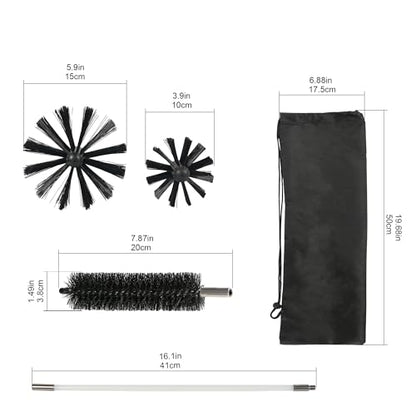 30 Feet Dryer Vent Cleaning Brush Kit, Multi-Purpose lint Cleaning Brush with 4" and 6" Brush Head, Professional Lint Cleaning Accessories for Chimneys, Ducts, Dryers, Crevices