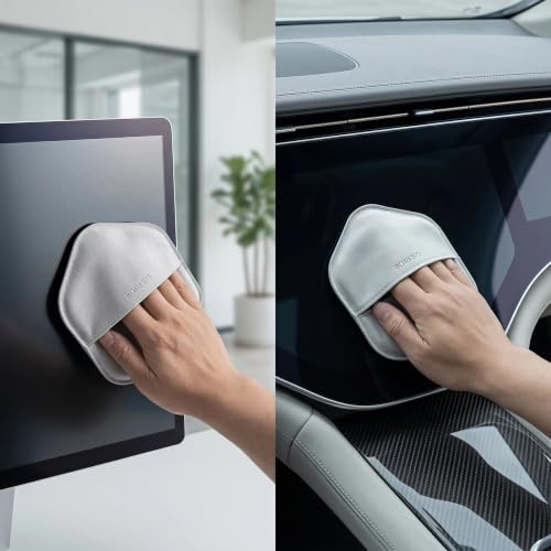 Multi-Purpose Screen Cleaner Ultra-Fine Microfiber Cleaning Mitt, Reusable Lint-Free Streak-Free Wipe for Electronic Screens, Car Dashboard, Leather Products, Compatible with Leather Cleaners (Grey) - color: Grey