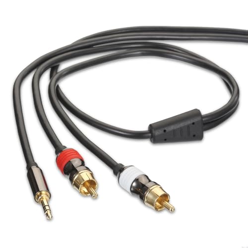 FosPower 3.5mm to RCA Cable (10FT), RCA Audio Cable 24K Gold Plated Male to Male Stereo Aux Cord [Left/Right] Y Splitter Adapter Step Down Design - size: 10 Feet