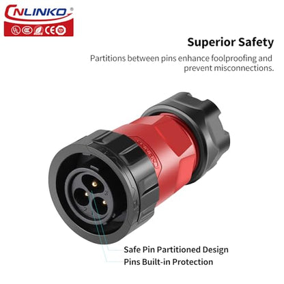 CNLINKO YM-20 3 PIN Waterproof Connector, IP68 Circular Connector, Quick Plugging Aviation Connector, PBT Plastic Shell Solder Connector M20 Male -Female Flange Socket (3 PIN) - size: 3-Pin, style: Solder-Assembly