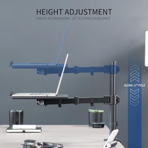 VIVO Single Laptop Notebook Desk Mount Stand, Fully Adjustable Extension with C-clamp, Fits up to 17 inch Laptops, Black, STAND-V001L - style: Desk Mount