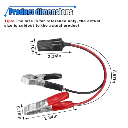 12 Inch Cigarette Lighter Extension Cord, 12V Car Battery Clamp-on Extension Charge Cable, Battery Alligator Clip to Female Cigarette Lighter Socket, Cigarette Splitter Plug Extension Socket - size: 1PC