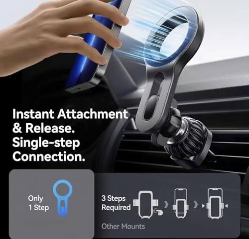Magnetic Car Air Vent Phone Holder, Upgraded Metal Hook 360° Rotatable Universal Car Phone Mount, Strong Magnet Hands Free Smartphone Holder Compatible with All Phones