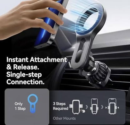 Magnetic Car Air Vent Phone Holder, Upgraded Metal Hook 360° Rotatable Universal Car Phone Mount, Strong Magnet Hands Free Smartphone Holder Compatible with All Phones