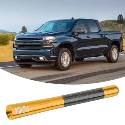 BESULEN 4.7 Inch Car Short Antenna, American Flag Design, Gold - color: Gold, size: 4.7 Inch