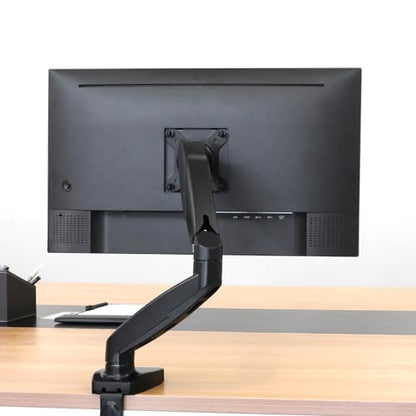 Amazon Basics Gas Spring Single Monitor Arm Desk Mount, Adjustable Tension, Fits 15–27 Inch Monitors, Supports 4.4–15.4 lbs, VESA 75x75/100x100, Black - size: Single, style: GasSpringMonitor