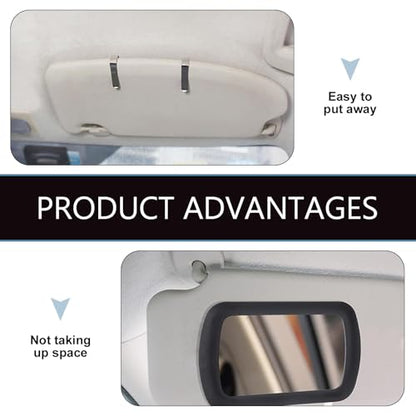 Car Sun Visor Mirror, Clip-on HD Automotive Makeup Mirror, Sun Visor Cosmetic Vanity Glass, Universal for Most Vehicles (Black)