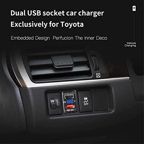 Quick Charge 3.0 & PD USB C Dual USB Port Charger Socket Power Adapter for Toyota - color: PQ & QC 3.0 - 1.57*0.87 inch