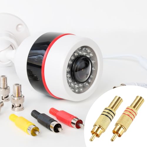 MECCANIXITY RCA to Speaker Wire Connector, 270RCA Solderless Male Gold Plated Stereo Audio Connector Adapter Jack Plug RCA Converter Gold Panel Mount 4pcs