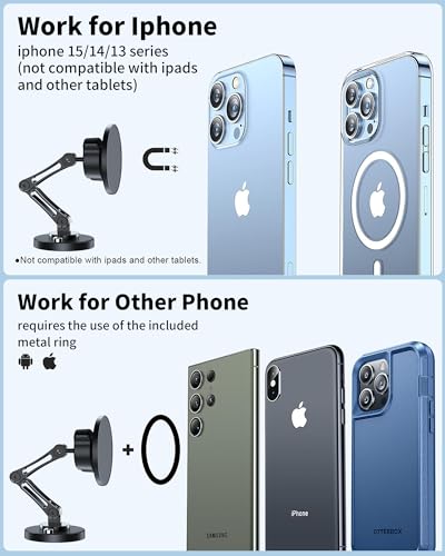 ZBF Magnetic Car Phone Holder Mount (360° Rotation) Cell Phone Car Holder, Phone Mount for Car Windshield Dashboard Hand Free Mount for iPhone 17 16 15 14 13 Pro Max All Smartphones - style: Non-Charging