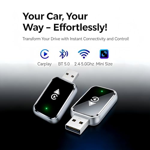 Wireless CarPlay Adapter for iPhone & Android, Plug & Play Bluetooth Dongle