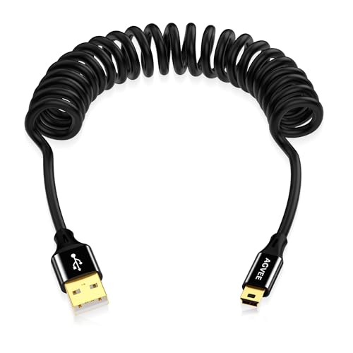 AGVEE 3ft Coiled USB-A to Mini USB Cable, [USB-IF Certified] - color: Black, size: 3ft, style: USB-A