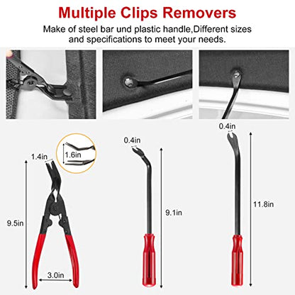 Trim Removal Tool Kit 330Pcs Car Removal Tool Kit Pry Tool Set Auto Clip Pliers Panel Door Radio Dash Window Bumper Adhesive Cable Clips Retainer Clip Set Terminal Removal Tool Set Fastener Remover - color: Red