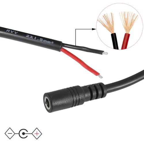 2Pcs 3FT 14AWG 15A 12V DC5.5mm x 2.1mm Female Power Pigtails Cable - style: DC5521 Female