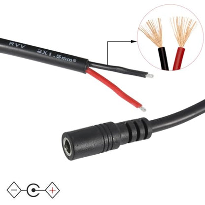 2Pcs 3FT 14AWG 15A 12V DC5.5mm x 2.1mm Female Power Pigtails Cable - style: DC5521 Female