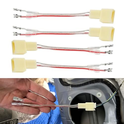 MLY 4 PCS Car Door Speaker Wiring Harness Adapter, Plug and Play with 2-Pin Copper Terminals, Compatible with Mitsubishi Subaru Aftermarket Door Speakers & Radios (White