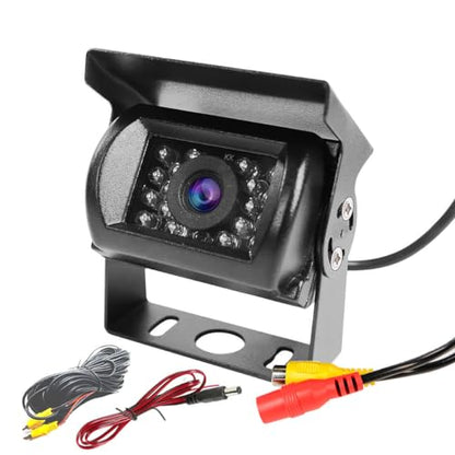 Car Rear View Reverse Backup Camera with 18 IR LED Night Vision, Waterproof IP68 Parking Backup Camera (12-24V) for Bus Truck Trailer RV Pickups Motorhome Vehicle Van +10m RCA Cable, Black