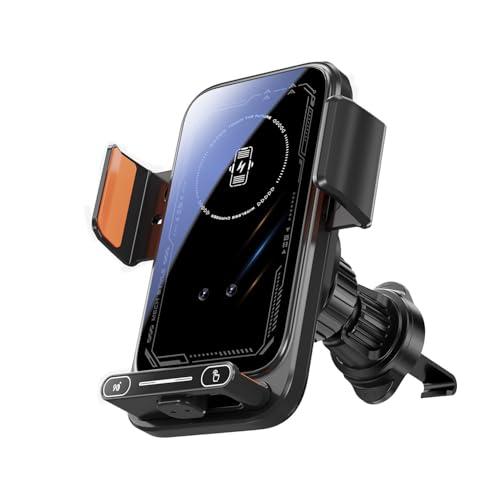Wireless Car Charger Mount,Motorized 90° Rotating Auto-Clamping Air Vent Car Phone Holder Charger with Smart Sensor, 15W Fast Charging Wireless Car Charger for iPhone/Samsung (Black) - color: Black