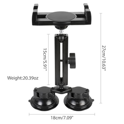 Dual Suction Cup Tablet Holder Mount for Personal Airplane/Boat/Car/Truck Windshield, Pilots iPad Holder Fits iPad Pro Air and Other 4.7-13" Tablets - size: Spring Clip with Dual Suction Cup