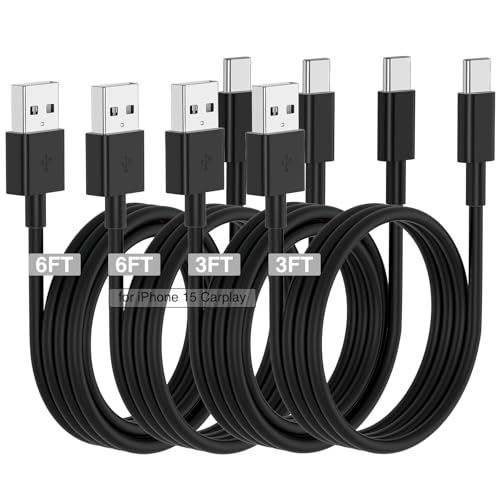 Car Carplay Cable for iPhone 17 16 15 Charger Cord,3/3/6/6FT USB A to USB C Cable for iPhone 17 Pro Max/16 Pro/15 Plus Charger,USB C Car Charger for Apple 17 Air/16 Pro Max/16e/15-Black - color: Black, size: 3FT+3FT+6FT+6FT