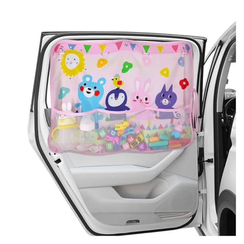 GLSOWEE Car Window Shade for Baby, Blackout Car Window Curtain, Animals - color: Pink-Animals