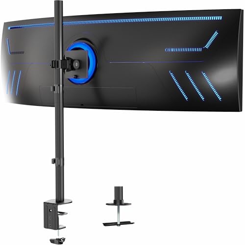 VIVO Single Ultra-Wide Monitor Desk Mount for up to 49 inch Ultrawide Screens, Extra Tall Heavy Duty Adjustable Stand Holds 44 lbs, Black, STAND-V100R - size: up to 49" screens, style: Extra Tall