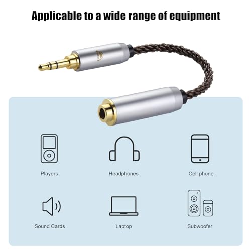 okcsc 2.5MM Male to 3.5MM Female Conversion Cable AC8G OFC Adapter Cable,Aging Resistance PVC Material,Metal Shell,Gold-Plated Plug 2.7inch 3.5MM Female - size: 2.5MM Male to 3.5MM Female