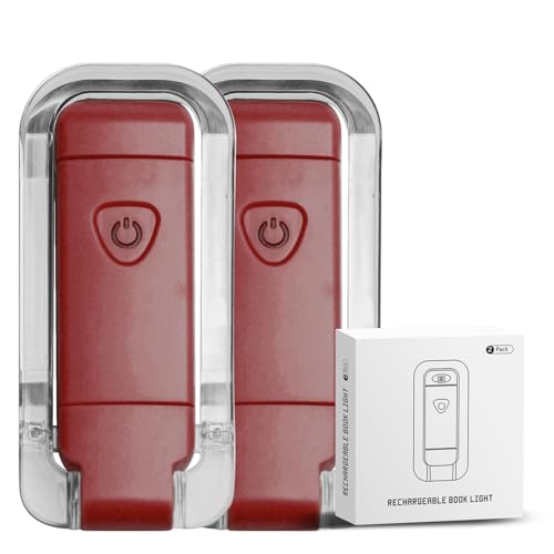 EGWASER Book Light for Reading in Bed, USB Rechargeable Clip on Book Lights, 3 Brightness Adjustable Dimmable Bookmark Light for Eye-Protection, Reading Lamp for Bookworms, Travel (2-Pack Red) - color: 2-Pack Red