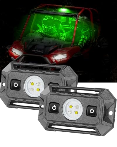 UTV Interior Dome Lights 12V Wired, Rfroad Lighting LED Dome Light Universal Roll Bar Mount LED Lights Interior Lights for UTV ATV SXS Polaris Off-Road - White/Green 2 Packs, IP68 Waterproof Aluminum - color: Green&white 2 Pack