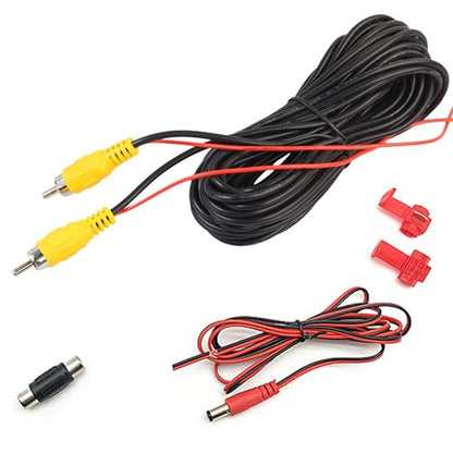 RCA Video Cable, Backup Camera Extension Cable, 100% Shielded, RCA Video Female to Female Coupler, Power Cable, Compatible with Rearview Cameras, DVD Players, TV Boxes, Black (26ft) - size: 26ft