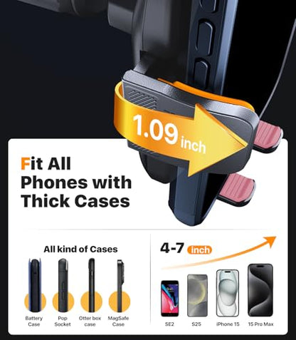 Ultra Stable Phone Holders for Your Car [Powerful & 360 Adjustable Suction Cup] Universal Car Phone Holder Mount Long Arm Flexible Car Mount for Dashboard Windshield Air Vent All Phone Case - Pink
