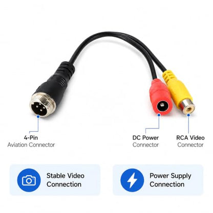 4-pin Aviation Head Male Turn RCA Female/DC Female Cable Plug Adapter Converter Suitable for on-Board DVR Monitor Closed Circuit Television Cameras - color: 4-pin male to RCA female and DC female
