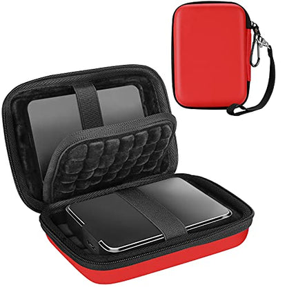 ProCase Hard Drive Case 2.5 Inch for Elements WD My Passport Canvio Basics Seagate Backup Plus Slim Expansion 1TB 2TB 3TB 4TB, Portable Carrying Case Holds 2 External Hard Drives -Red - color: Red