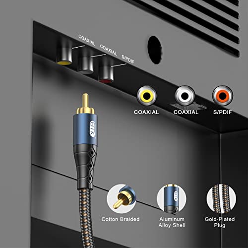 EMK Subwoofer Cable RCA to RCA Audio Cable 24K Gold-Plated Nylon Braided Double Shielded Digital Analogue Supports Amplifiers,Home Theater,Hi-Fi Systems,Subwoofer(15ft/5m) - size: 15ft/5m, style: RCA to RCA