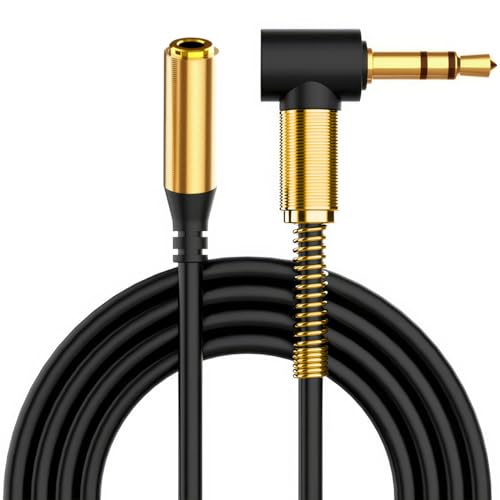 ULTRICS Headphone Extension Cable, 3.5mm Extension Cable, Right Angle Male to Female Headphone Jack Extender, AUX Cord Extender Compatible with Smartphone Tablet MP3 Speaker Headset Car Stereo (1M) - size: 1M