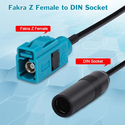 Car Antenna Extension Cable 6 Inch Universal Vehicle Car Stereo FM AM Radio Antenna Adapter Cable Fakra Z Female to DIN Socket Connector Cable for Car Stereo Audio HD Radio Head Unit - color: Female-Socket/6'/15CM