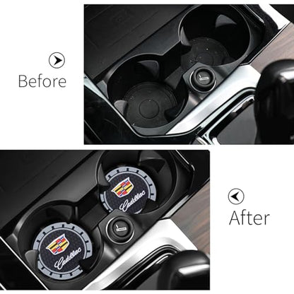 Car Cup Holder Coaster for Cadillac Escalade CT4 CT5 CT6 ATS CTS SRX XT5 Recessed Silicone Cupholder Coaster Interior Accessories 2.75in 2Pack - color: Gray-02