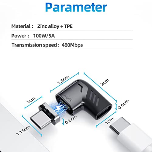 BoxWave Adapter Compatible with Garmin inReach Messenger - MagnetoSnap PD Angle Adapter, Magnetic Charging Connector Device Saver - Metallic Silver