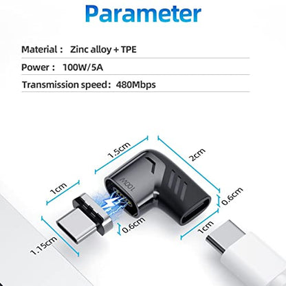 BoxWave Adapter Compatible with Garmin inReach Messenger - MagnetoSnap PD Angle Adapter, Magnetic Charging Connector Device Saver - Metallic Silver