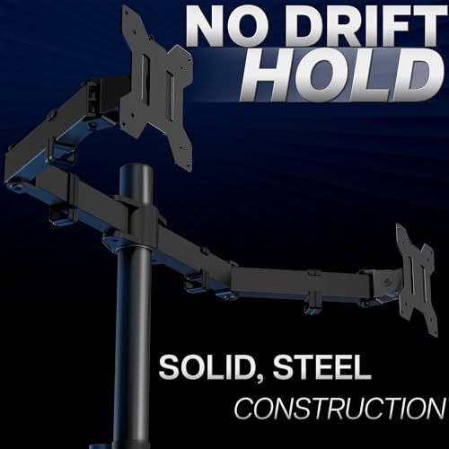 VIVO Dual Monitor Desk Mount, Holds 2 Computer Screens up to 30 inches and 22lbs Each, Heavy Duty Fully Adjustable Steel Stand with C-Clamp and Grommet, Black, STAND-V002 - color: Black, size: 13" - 30"