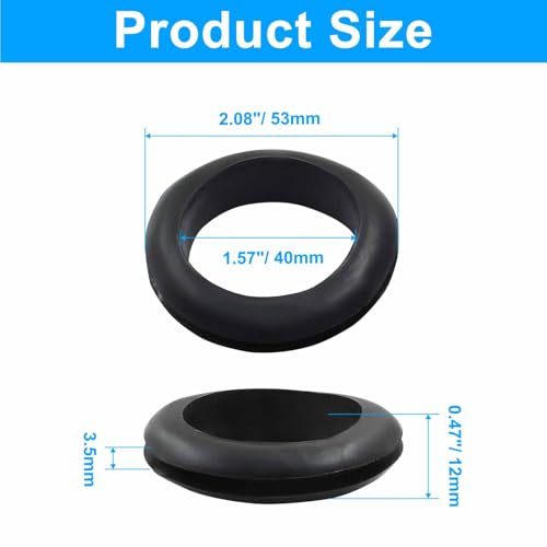 12 Pcs Rubber Grommets, 1-9/16" Inside Diameter 1-3/4" Drill Hole Rubber Wire Grommets O Ring Grommets for Wire, Firewall, Cables, Plugs, Automotive - color: Black, size: 40mm (1-9/16 inch)
